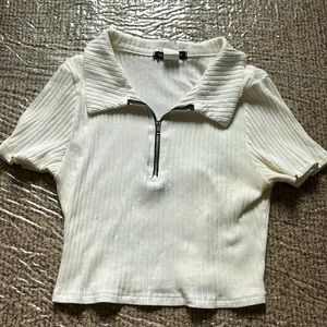 Cropped Collared White Top